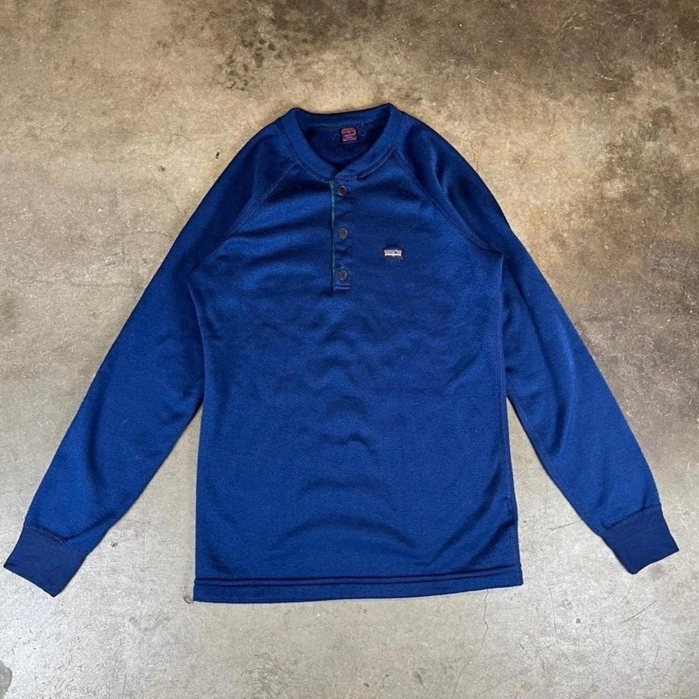 Vintage 90s Patagonia blue long sleeve henley shirt Men's Size XS